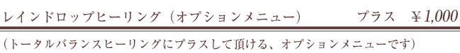 レインドロップヒーリング（オプションメニュー）